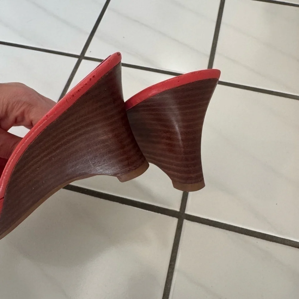Talbots Red Platform Sandals with Wedge Heel